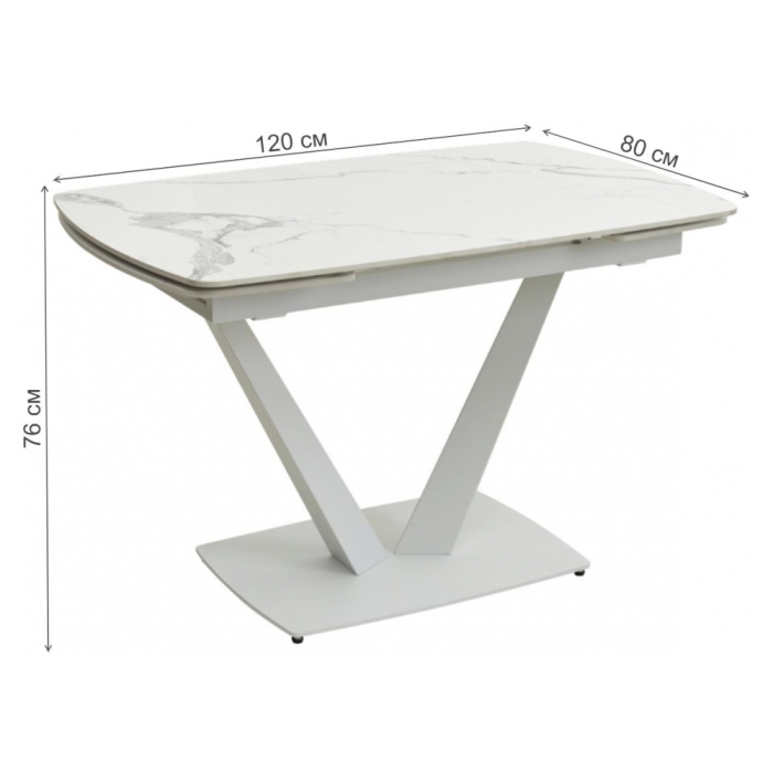 Стол на тумбе Alatri gloss statuario white sintered stone / white