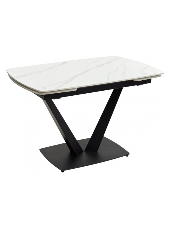 Стол на тумбе Alatri matt white marble sintered stone / black