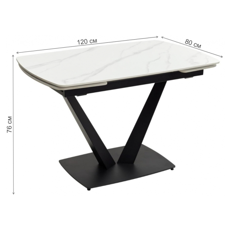 Стол на тумбе Alatri matt white marble sintered stone / black