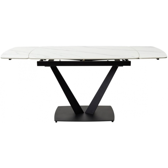 Стол на тумбе Alatri matt white marble sintered stone / black