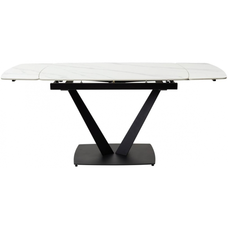 Стол на тумбе Alatri matt white marble sintered stone / black