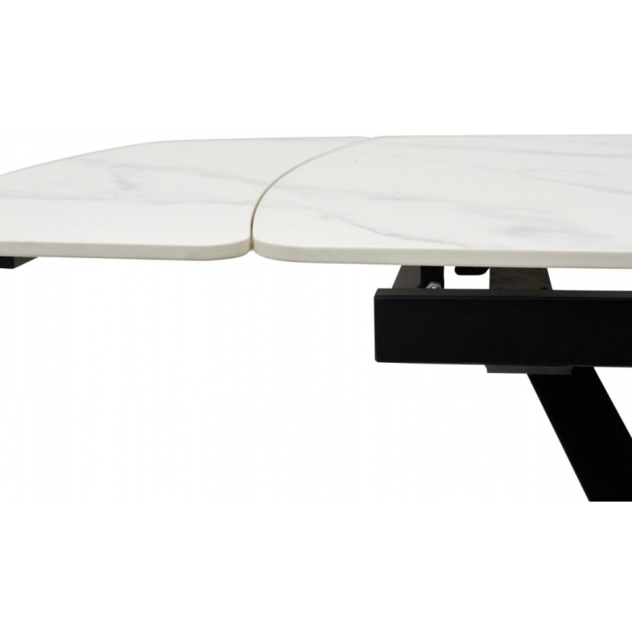 Стол на тумбе Alatri matt white marble sintered stone / black