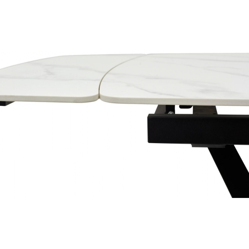 Стол на тумбе Alatri matt white marble sintered stone / black