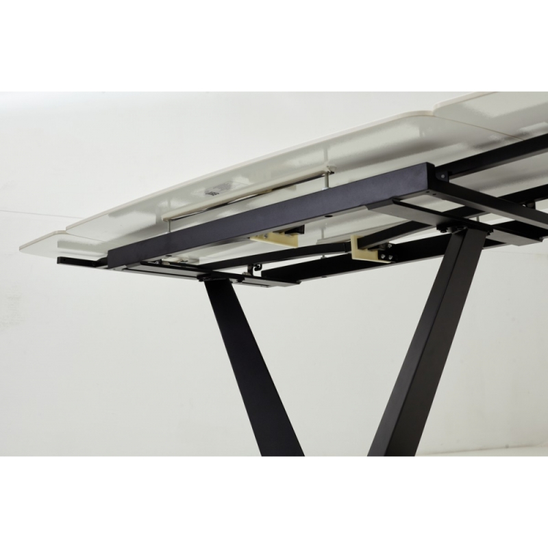 Стол на тумбе Alatri matt white marble sintered stone / black