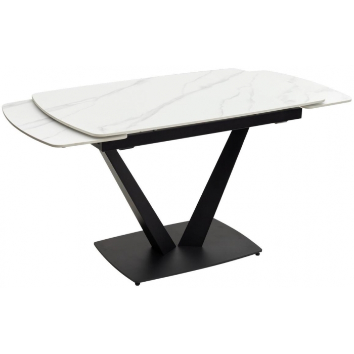 Стол на тумбе Alatri matt white marble sintered stone / black