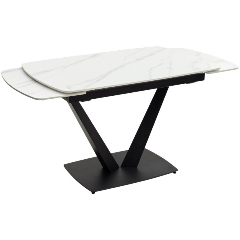 Стол на тумбе Alatri matt white marble sintered stone / black