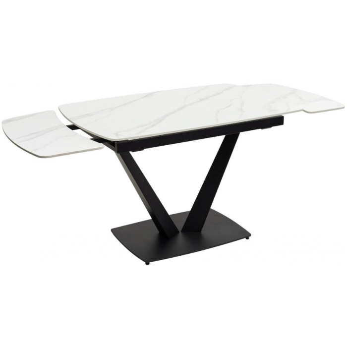 Стол на тумбе Alatri matt white marble sintered stone / black