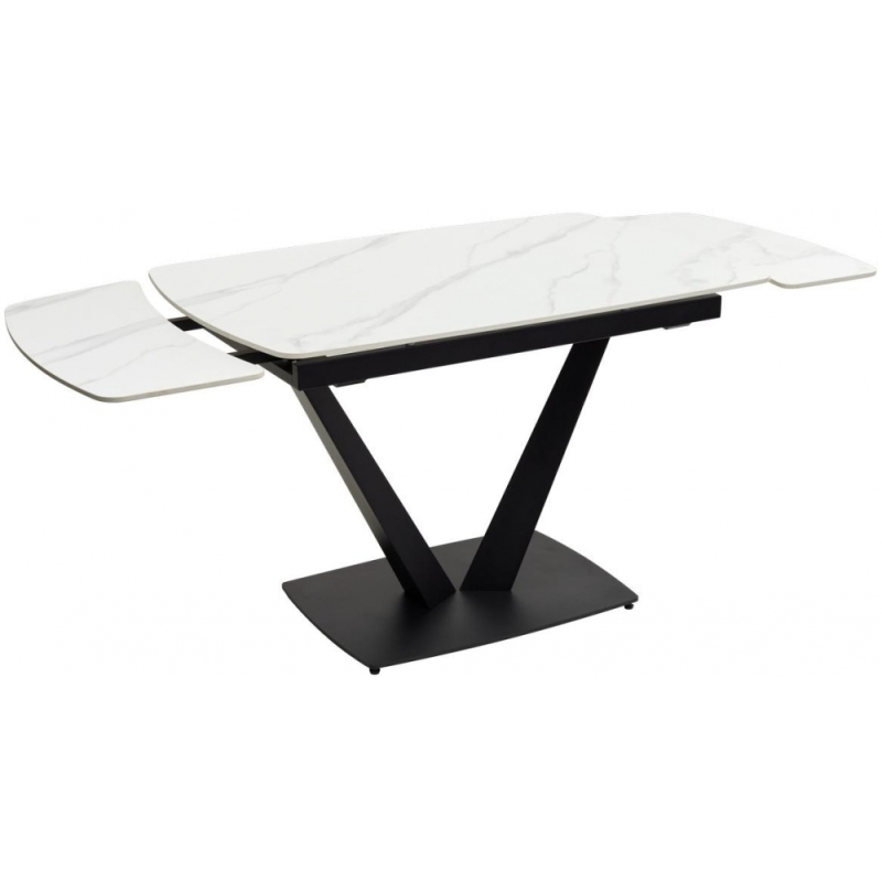 Стол на тумбе Alatri matt white marble sintered stone / black