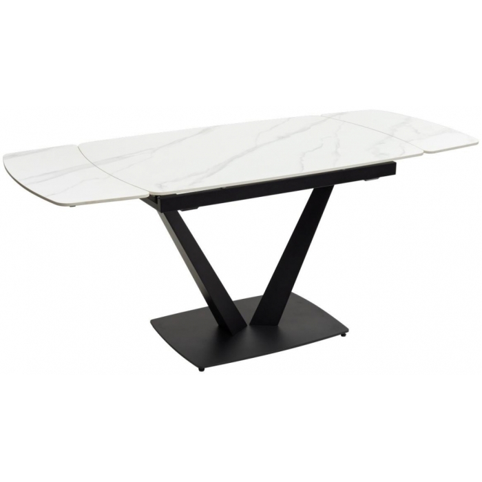 Стол на тумбе Alatri matt white marble sintered stone / black