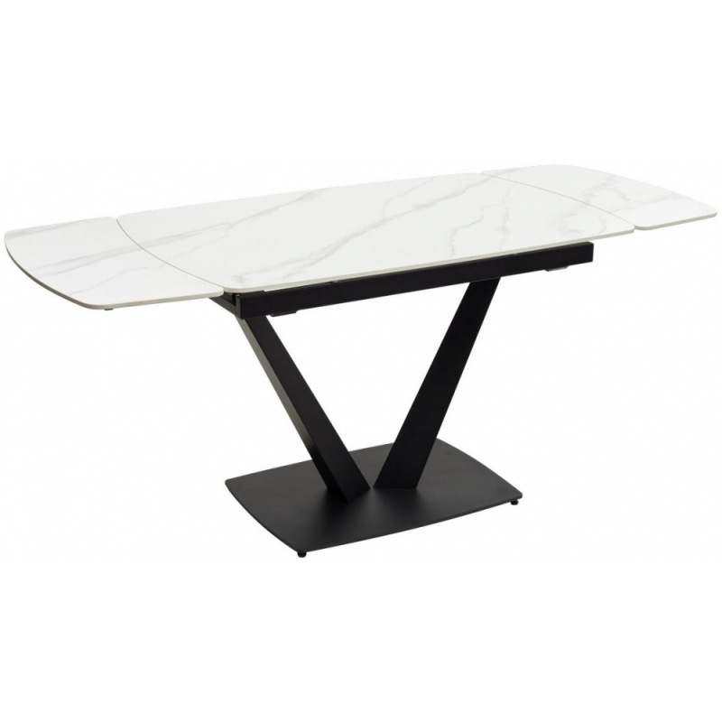 Стол на тумбе Alatri matt white marble sintered stone / black