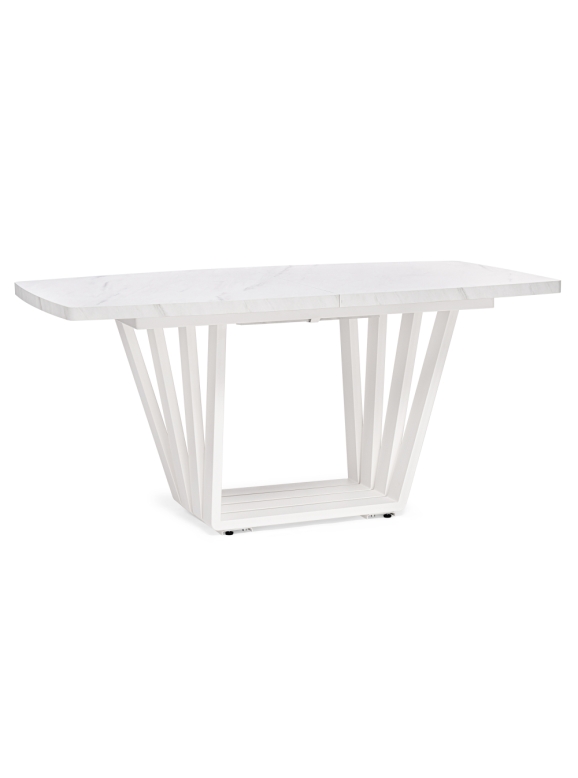 Стол на тумбе Эудес 160(205)х90х76 мрамор леванто белый / белый