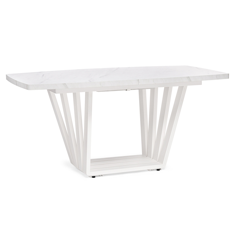 Стол на тумбе Эудес 160(205)х90х76 мрамор леванто белый / белый