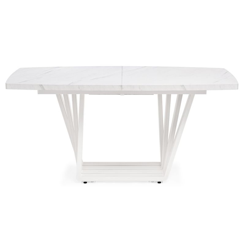 Стол на тумбе Эудес 160(205)х90х76 мрамор леванто белый / белый