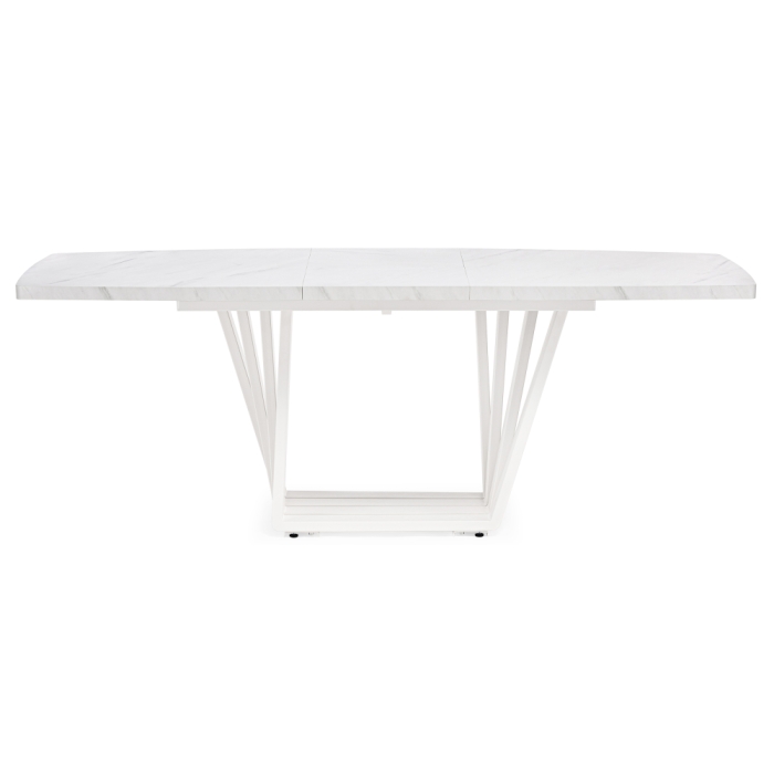 Стол на тумбе Эудес 160(205)х90х76 мрамор леванто белый / белый