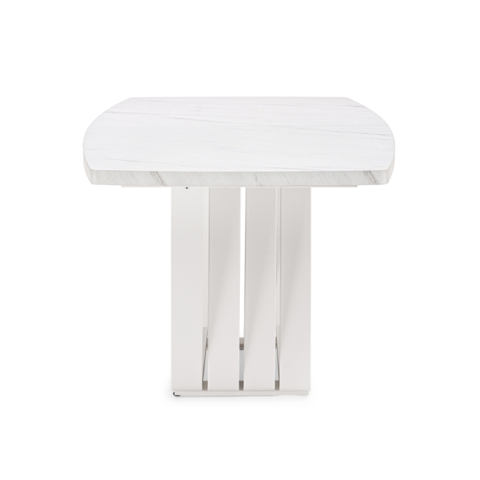 Стол на тумбе Эудес 160(205)х90х76 мрамор леванто белый / белый