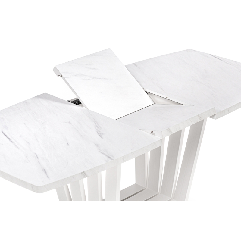 Стол на тумбе Эудес 160(205)х90х76 мрамор леванто белый / белый
