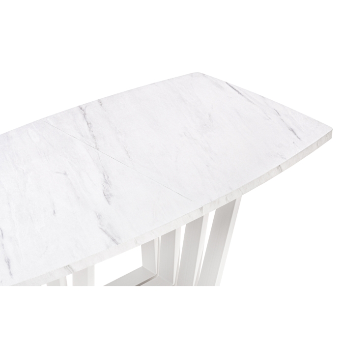 Стол на тумбе Эудес 160(205)х90х76 мрамор леванто белый / белый