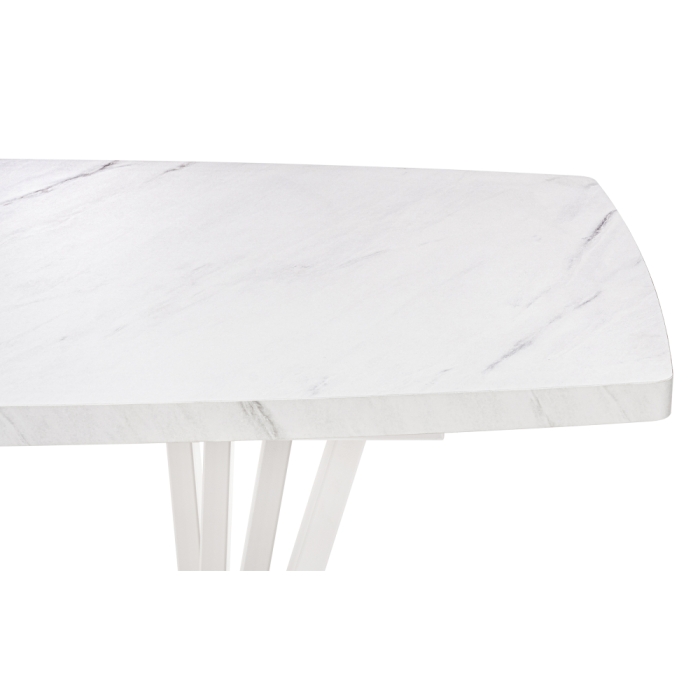 Стол на тумбе Эудес 160(205)х90х76 мрамор леванто белый / белый
