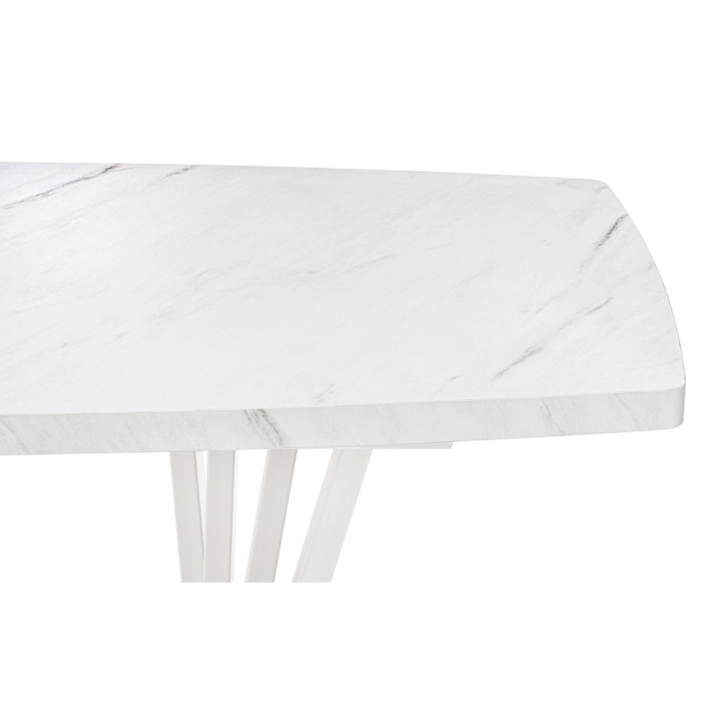 Стол на тумбе Эудес 160(205)х90х76 мрамор леванто белый / белый