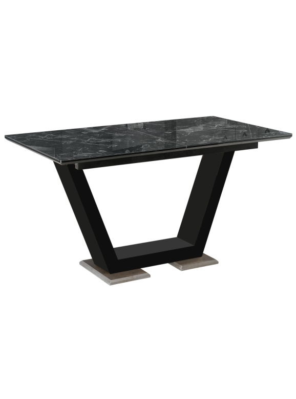 Стол на тумбе Иматра 140(180)х80х76 черный мрамор / черная шагрень / камень