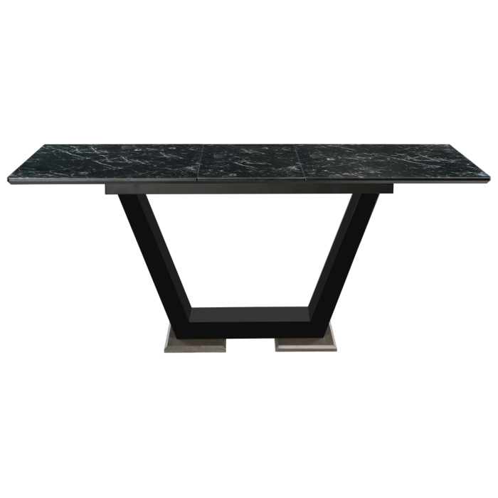 Стол на тумбе Иматра 140(180)х80х76 черный мрамор / черная шагрень / камень