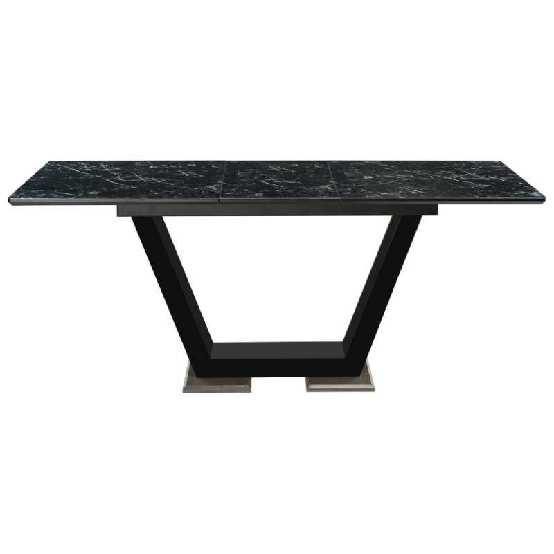 Стол на тумбе Иматра 140(180)х80х76 черный мрамор / черная шагрень / камень