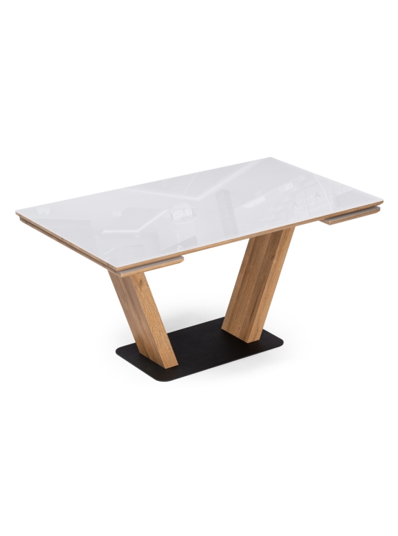 Стол на тумбе Конор 140(200)х80х73 белый / дуб вотан