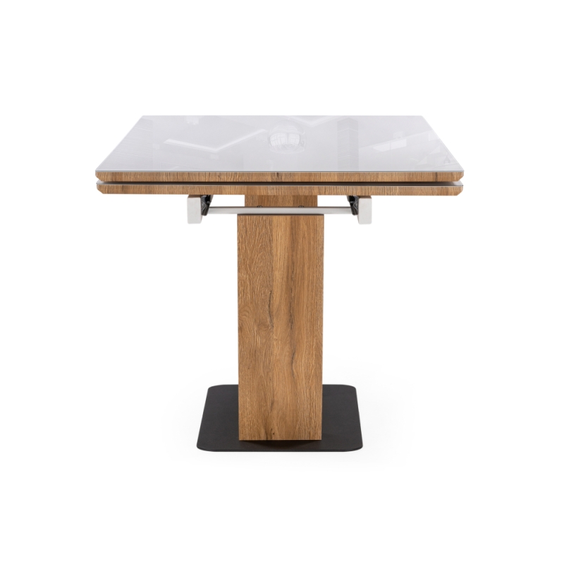 Стол на тумбе Конор 140(200)х80х73 белый / дуб вотан