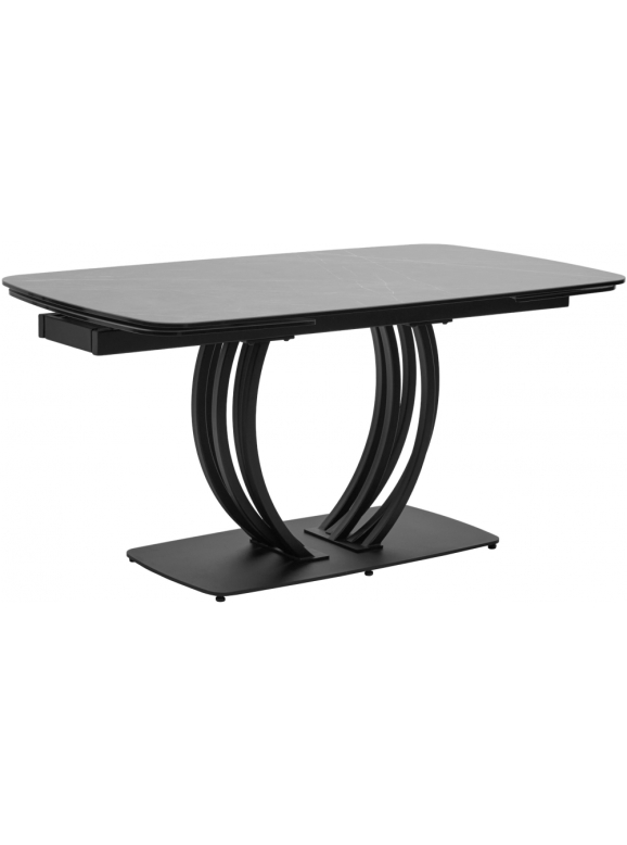 Стол на тумбе Matera 160 KL-136 итальянская керамика серый мрамор матовый / черный