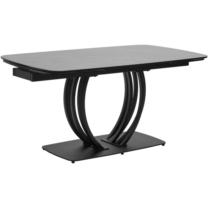 Стол на тумбе Matera 160 KL-136 итальянская керамика серый мрамор матовый / черный