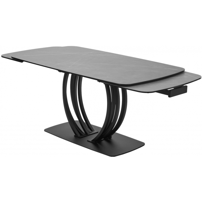 Стол на тумбе Matera 160 KL-136 итальянская керамика серый мрамор матовый / черный