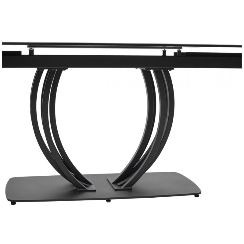 Стол на тумбе Matera 160 KL-136 итальянская керамика серый мрамор матовый / черный