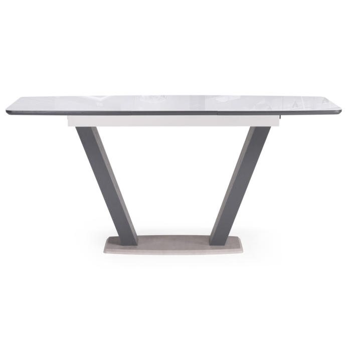 Стол на тумбе Петир 120(160)х80х75 ультра белый / гриджио / камень серый