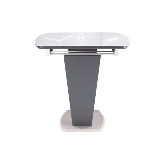 Стол на тумбе Петир 120(160)х80х75 ультра белый / гриджио / камень серый