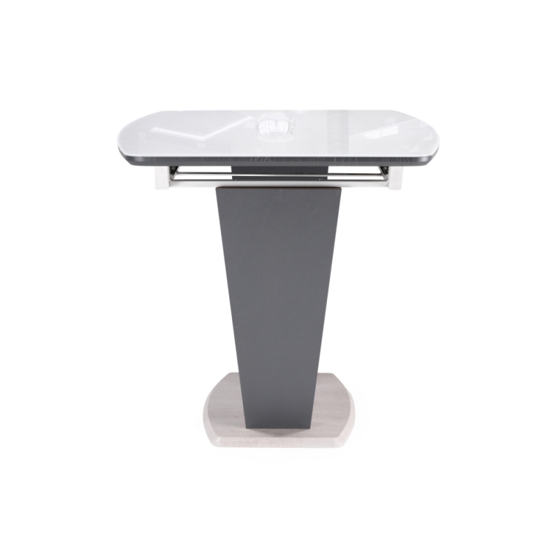 Стол на тумбе Петир 120(160)х80х75 ультра белый / гриджио / камень серый