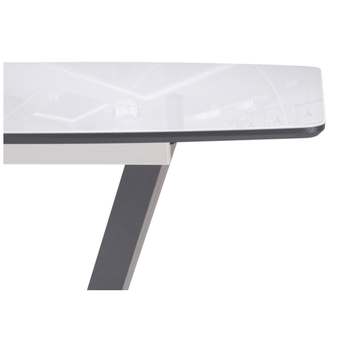 Стол на тумбе Петир 120(160)х80х75 ультра белый / гриджио / камень серый