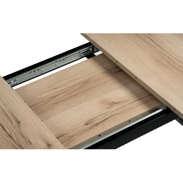 Стол раскладной Лота Лофт 120(160)х75х75 25 мм черный матовый / дуб делано светлый