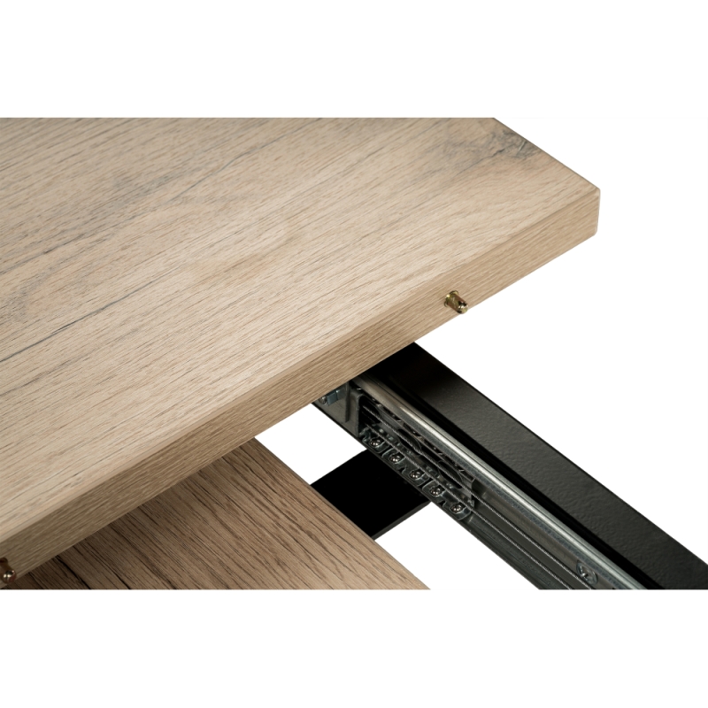 Стол раскладной Лота Лофт 120(160)х75х75 25 мм черный матовый / дуб делано светлый