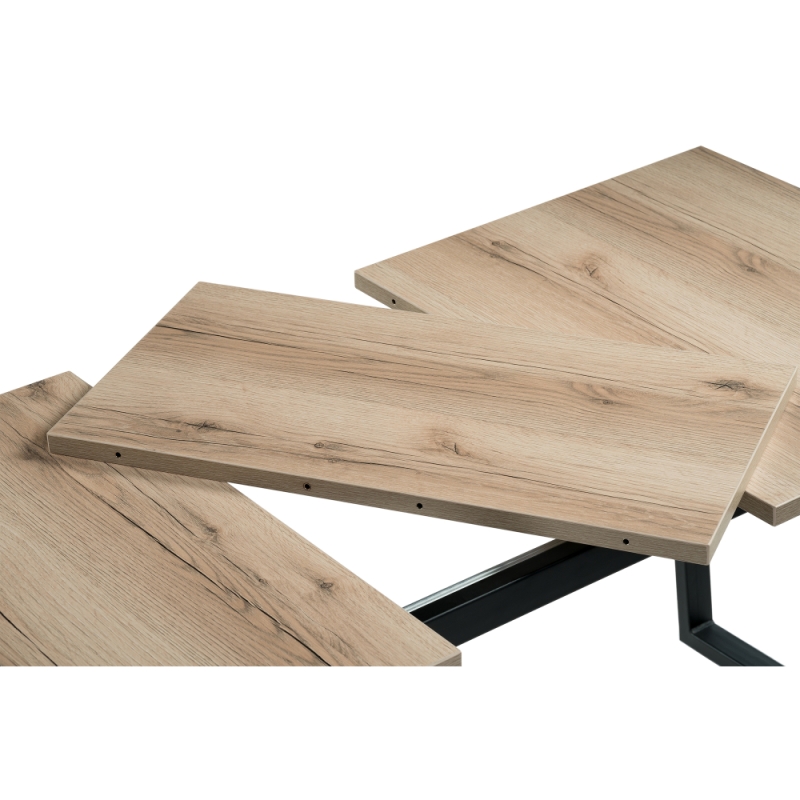 Стол раскладной Лота Лофт 120(160)х75х75 25 мм черный матовый / дуб делано светлый