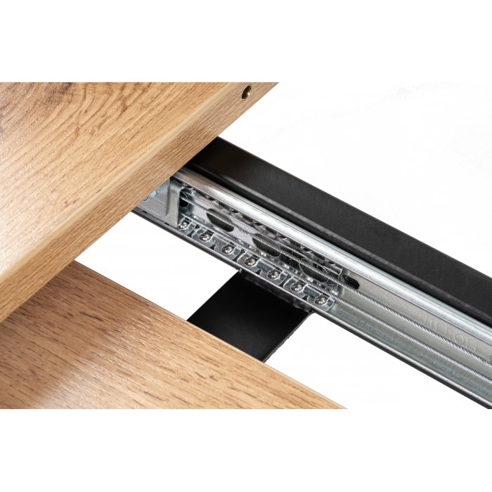 Стол раскладной Лота Лофт 120(160)х75х75 25 мм черный матовый / дуб вотан