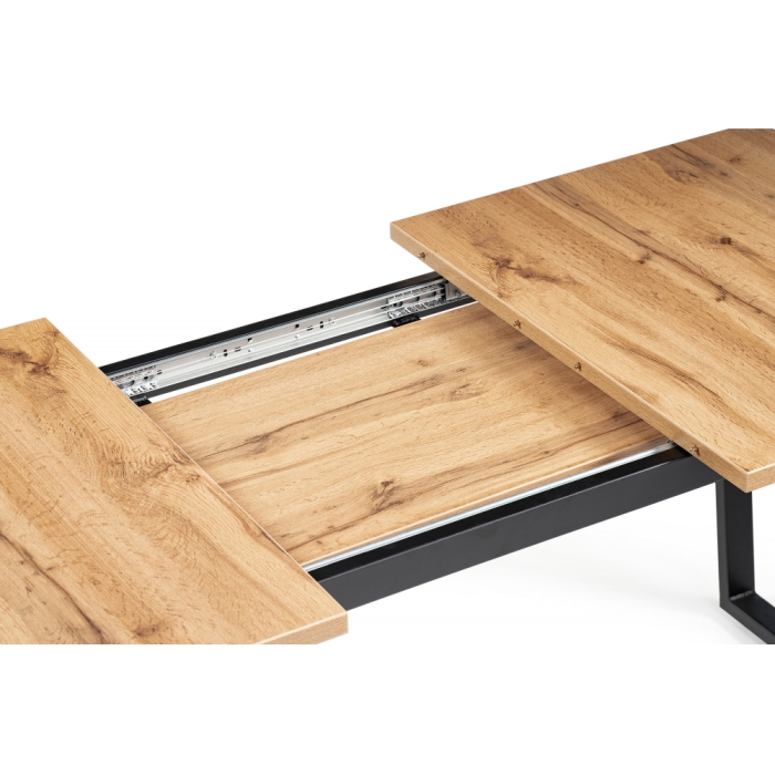 Стол раскладной Лота Лофт 120(160)х75х75 25 мм черный матовый / дуб вотан