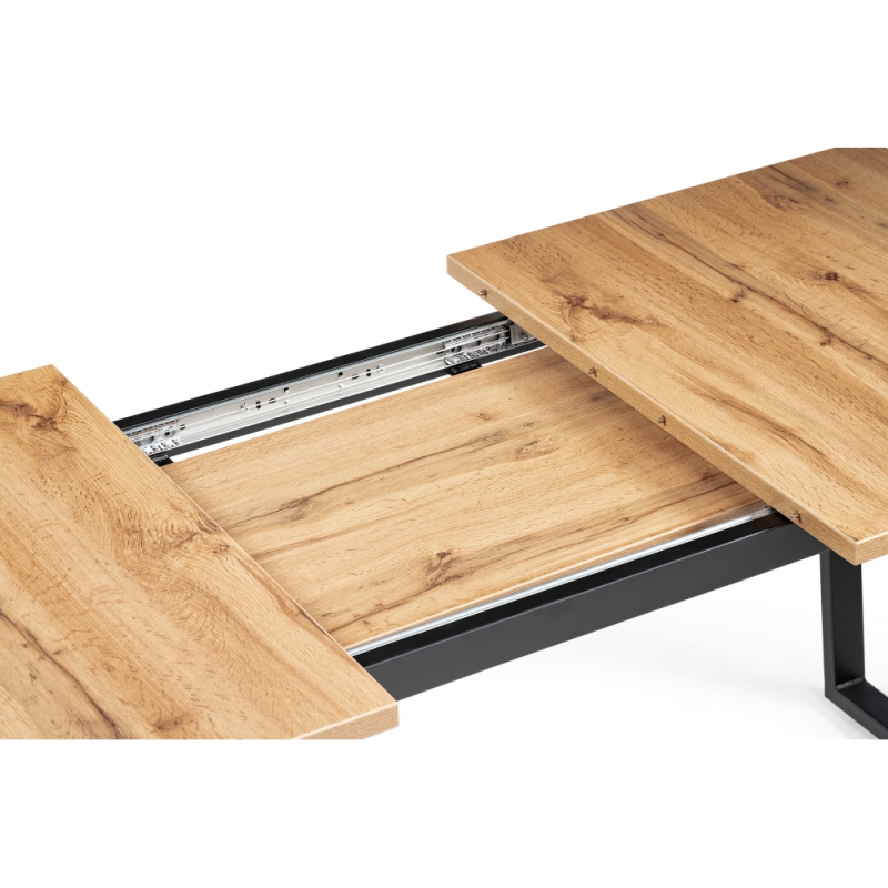 Стол раскладной Лота Лофт 120(160)х75х75 25 мм черный матовый / дуб вотан