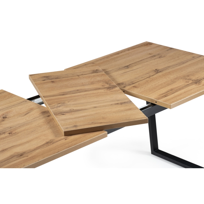 Стол раскладной Лота Лофт 140(180)х80х74 25 мм дуб вотан / матовый черный