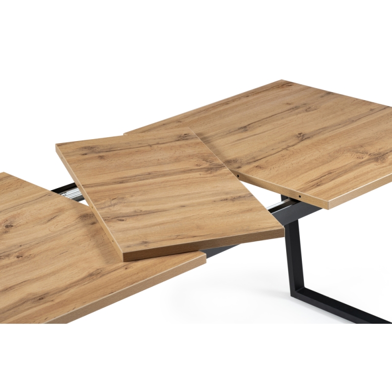 Стол раскладной Лота Лофт 140(180)х80х74 25 мм дуб вотан / матовый черный