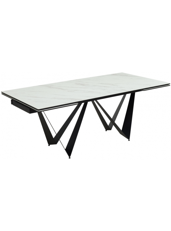 Стол Rieti 200 KL-99 белый мрамор матовый / итальянская керамика / черный