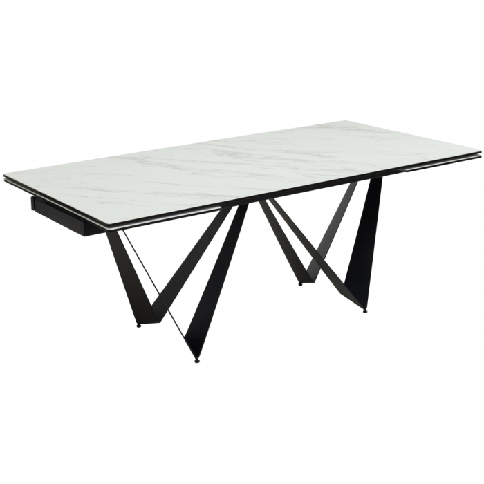 Стол Rieti 200 KL-99 белый мрамор матовый / итальянская керамика / черный