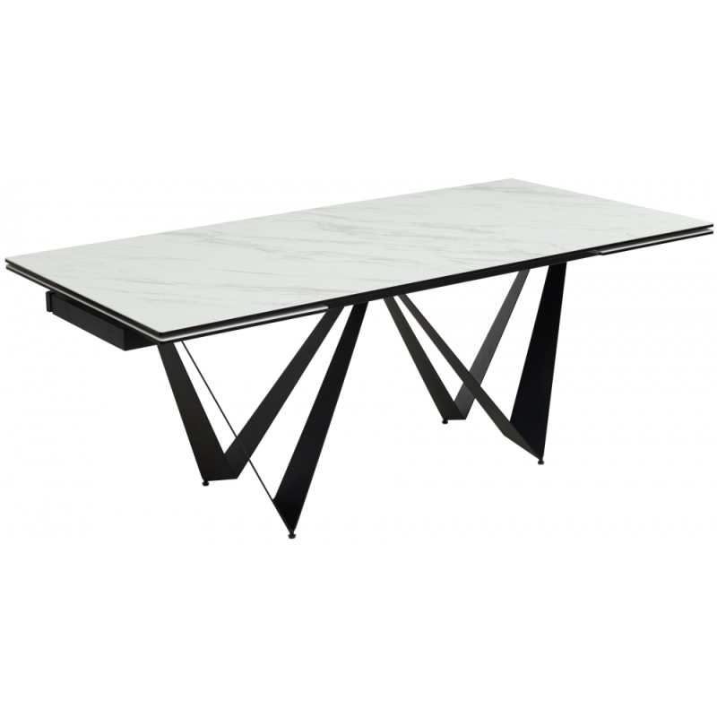 Стол Rieti 200 KL-99 белый мрамор матовый / итальянская керамика / черный