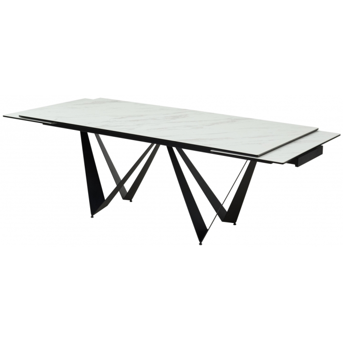 Стол Rieti 200 KL-99 белый мрамор матовый / итальянская керамика / черный