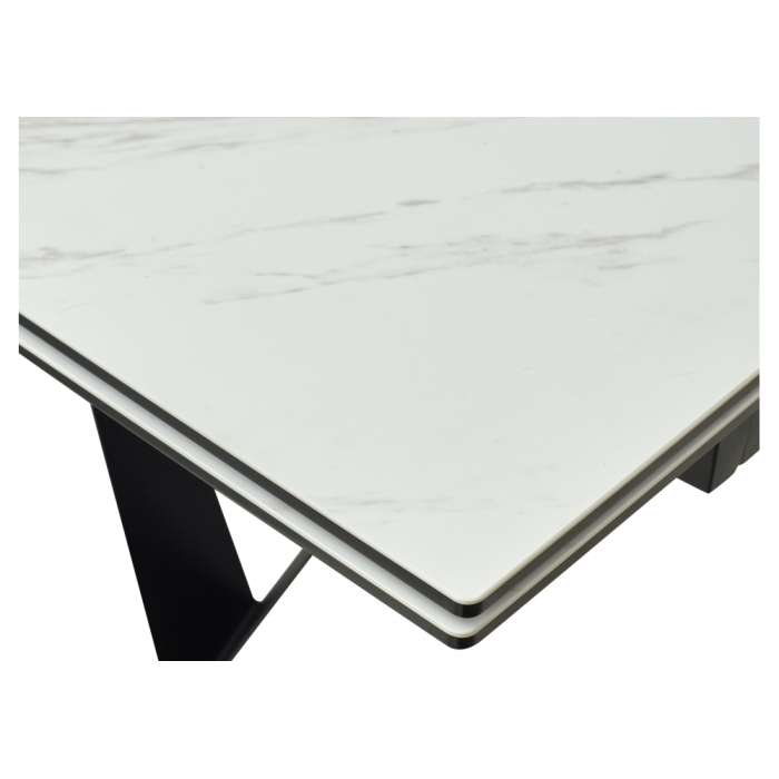 Стол Rieti 200 KL-99 белый мрамор матовый / итальянская керамика / черный