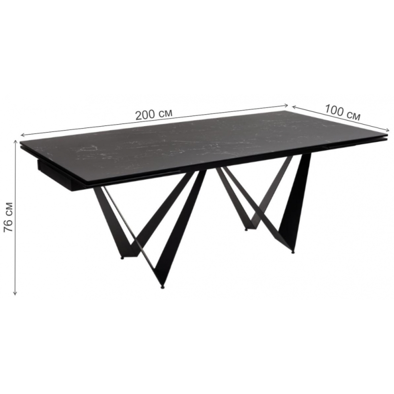 Стол Rieti Nero KL-116 черный мрамор матовый / черный
